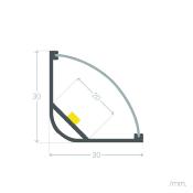 Profilé Aluminium pour Angle avec Capot Continu pour Ruban LED jusqu'à 20mm