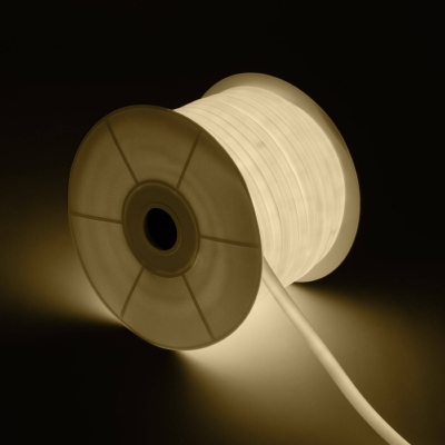 Bobine Néon LED Flexible 360° Rond Dimmable 220V AC 120l/m IP67 Blanc Neutre 50m Coupe tous les 100 cm